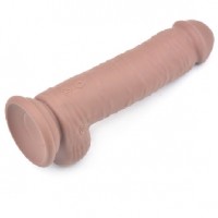 Dildo Realistic Vibrating and Rotating Silicone 10 Functions Rechargeable BROWN